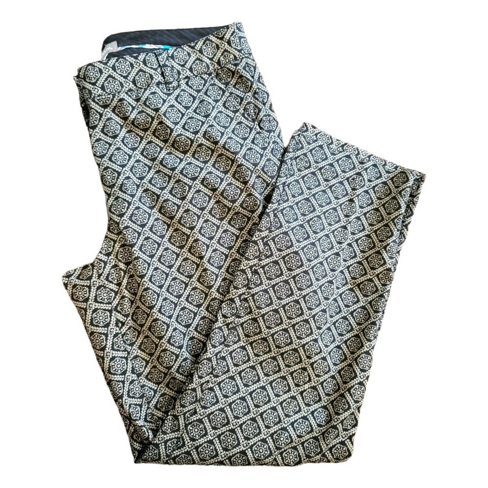 Tommy Bahamas Pants Black Tan Woman's Size 6 Geometric Pattern Flat Front  JJ301